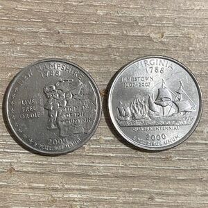 2000 USA New Hampshire and Virginia State Quarters